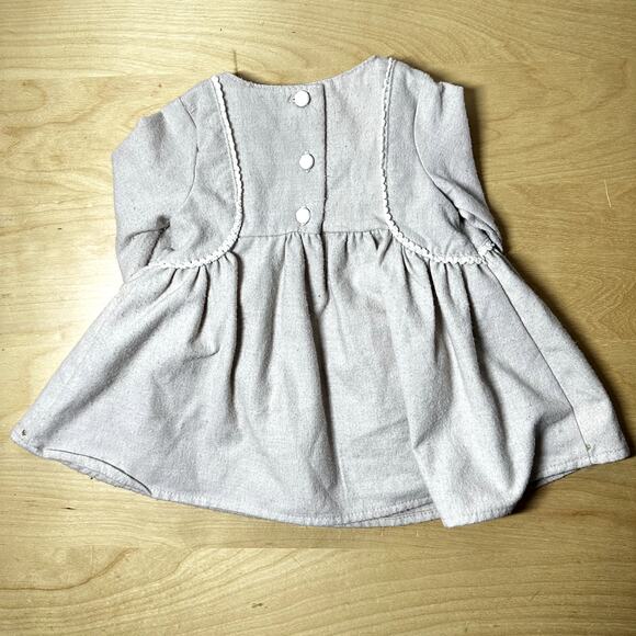 Artisan NY Smock Dress Long Sleeve Glittered Button Back Closure Gray 0-3M - Picture 4 of 4